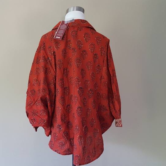 Maahi Large Cotton Rust Shirt - Cotton - Picture 5 of 7